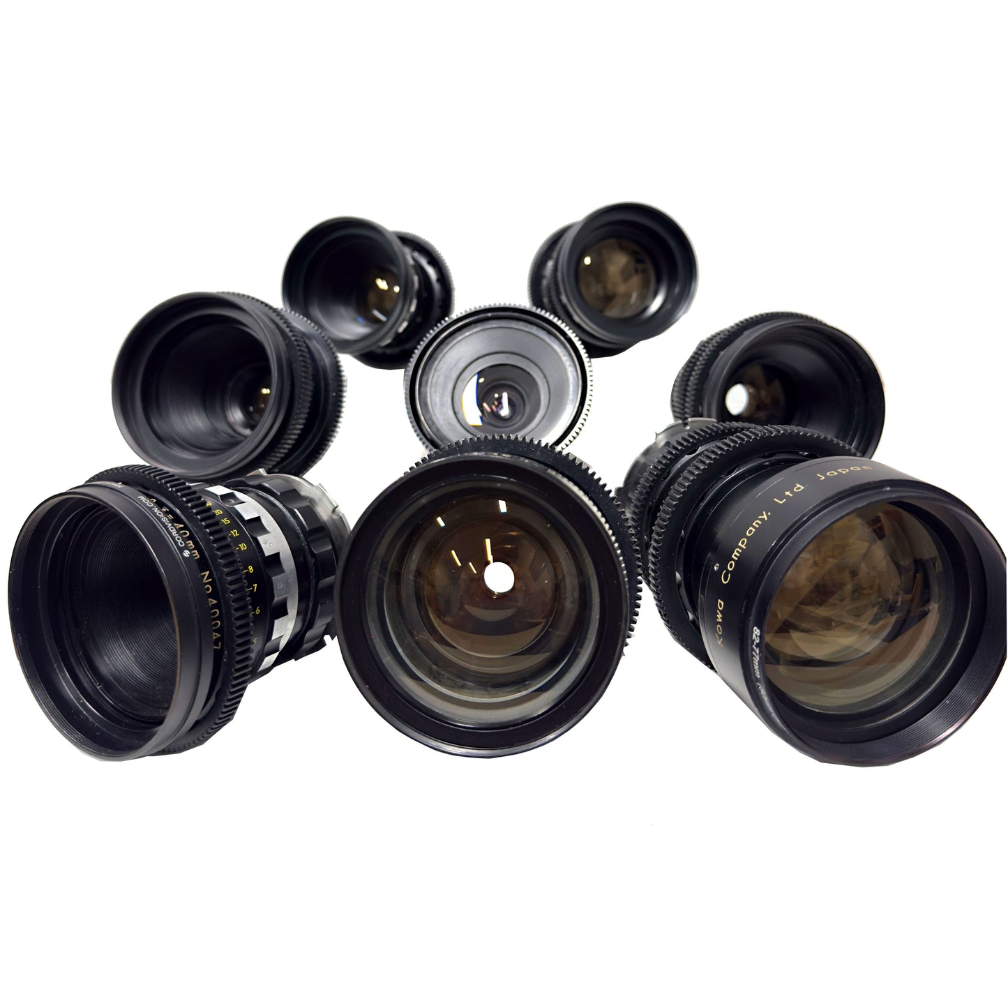 Kowa Cine Prominar Primes, 15,20,25,32,40,50,75,100. Japan's 1960's-70's original. Warm Flare, cool image, lower contrast.