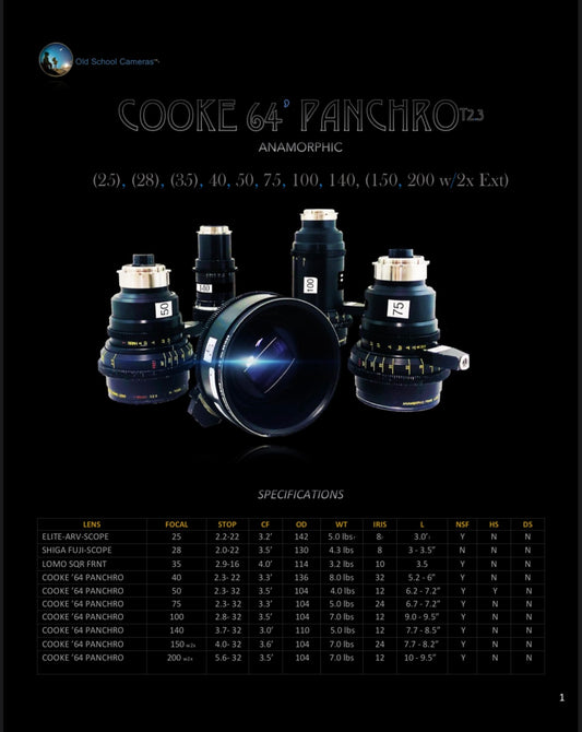 COOKE VINTAGE '64 ANAMORPHICS (6 LENS)