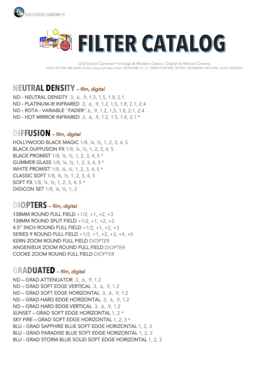 FILTERS 4x5, 6x6, 4x4, 3x3, 138, S9, 4-1/2”R, 6”R – Old School Cameras