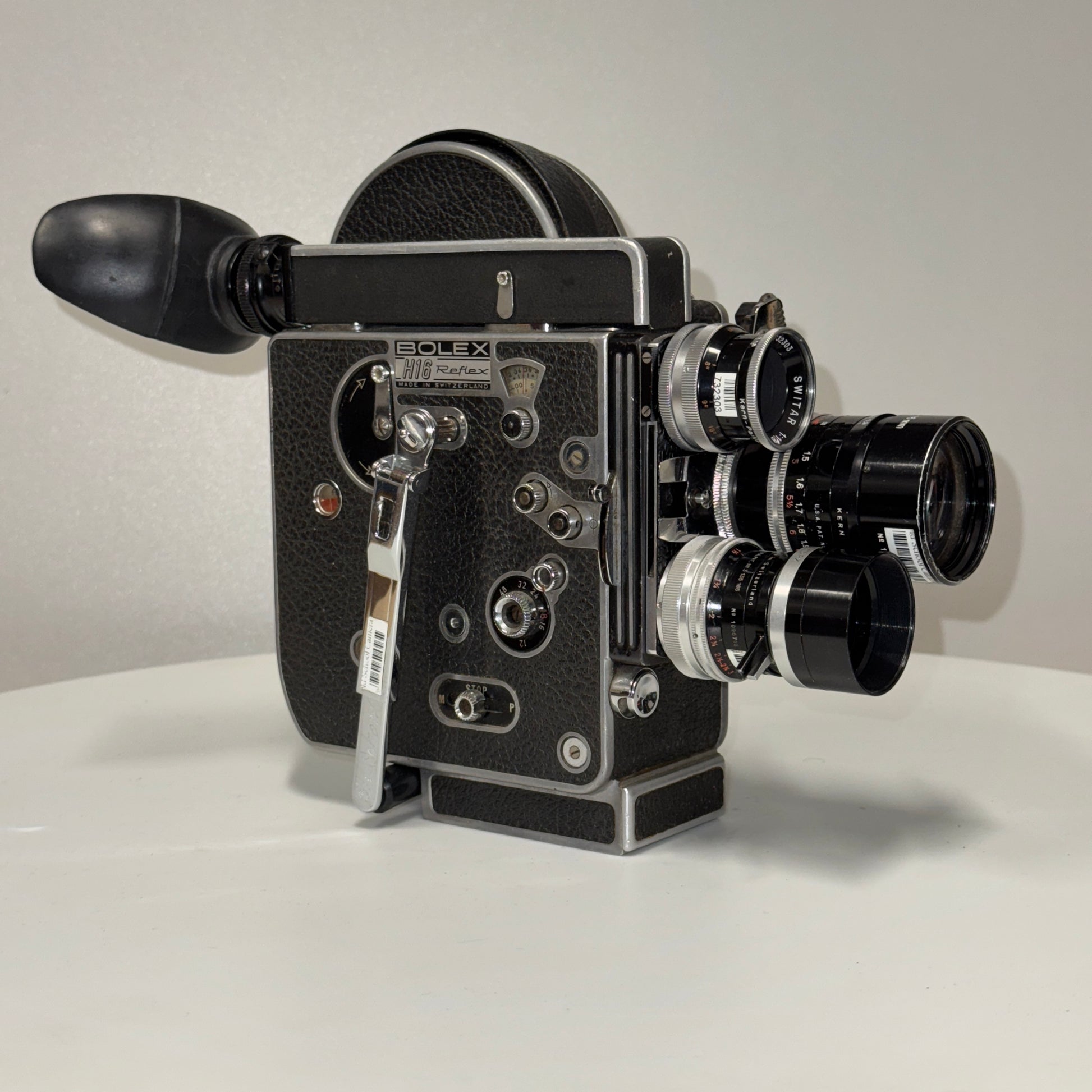 BOLEX H16 REX-4 10x, SUPER 16 "JK Camera" Preset Macro Primes, C-Mount, Door, Filter Frames, Pistol Grip, Rod Supp, Cables, Spool, Case
