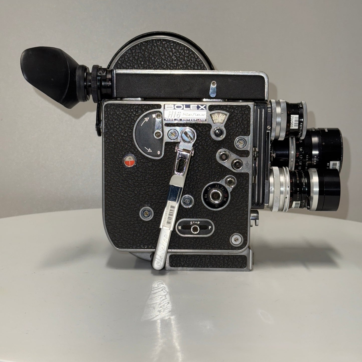 BOLEX H16 REX-4 10x, SUPER 16 "JK Camera" Preset Macro Primes, C-Mount, Door, Filter Frames, Pistol Grip, Rod Supp, Cables, Spool, Case