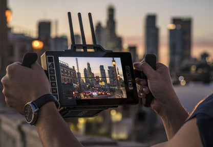 Teradek SmallHD 703 Bolt 7" Wireless Director's Monitor Bundle (Gold Mount) In Use